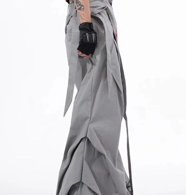 Boys wide-leg function pants in refined Korean style, black and grey solid colour options