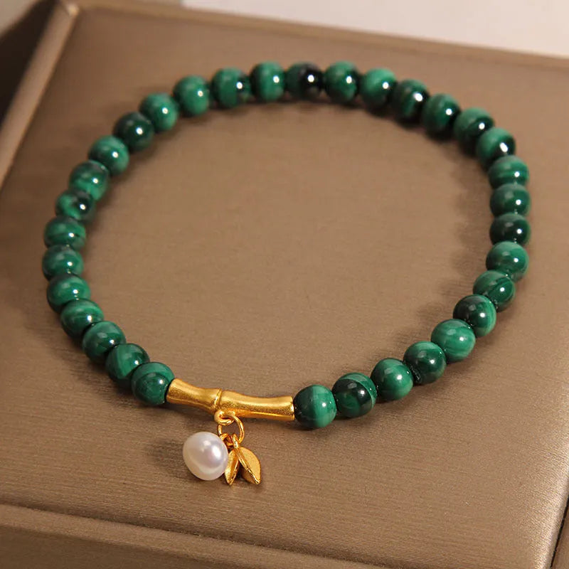 Silver-toned adjustable lucky bamboo bracelet for women with white crystal stones