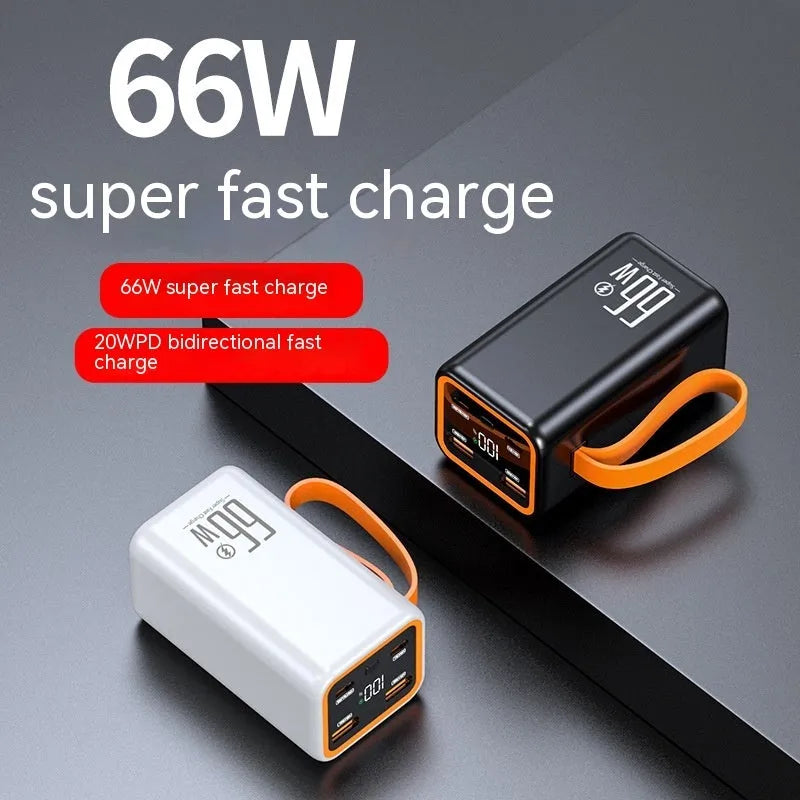 Black and white PD66W fast charge 20000 MA portable power bank showing creative design