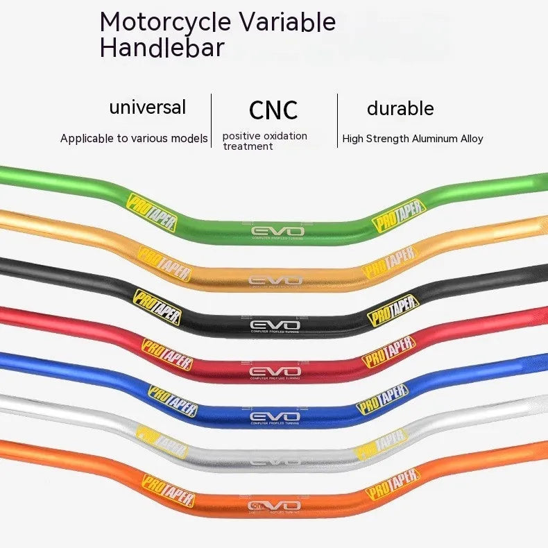 Scrambling Motorcycle PRO aluminium alloy handlebar with orange EVO handle, showing 80cm width.