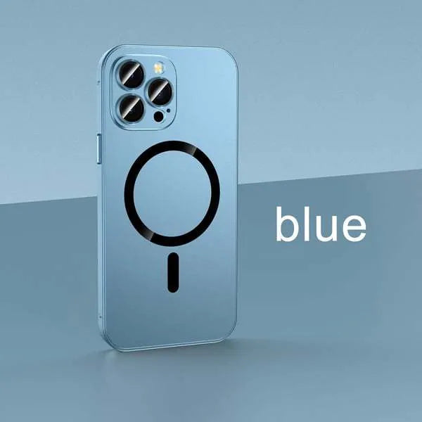 Aluminium alloy frame iPhone protective case with magnetic suction in dark purple colour