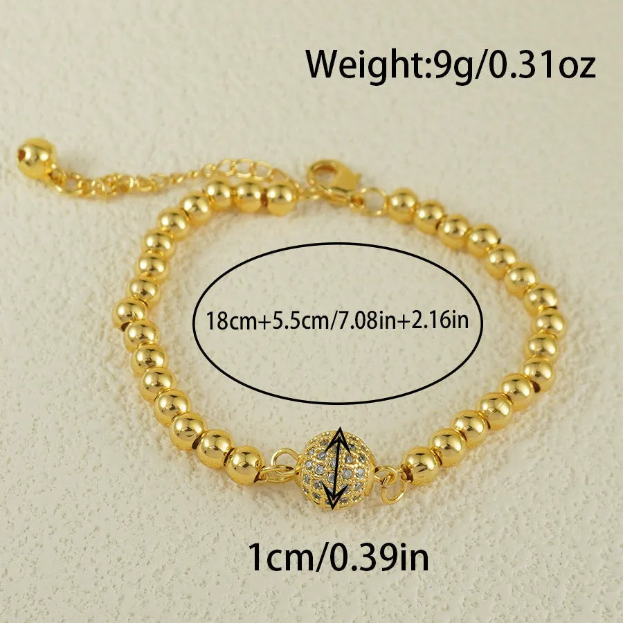 Women's copper bracelet with zircon stones in Arabic style featuring heart shape design
