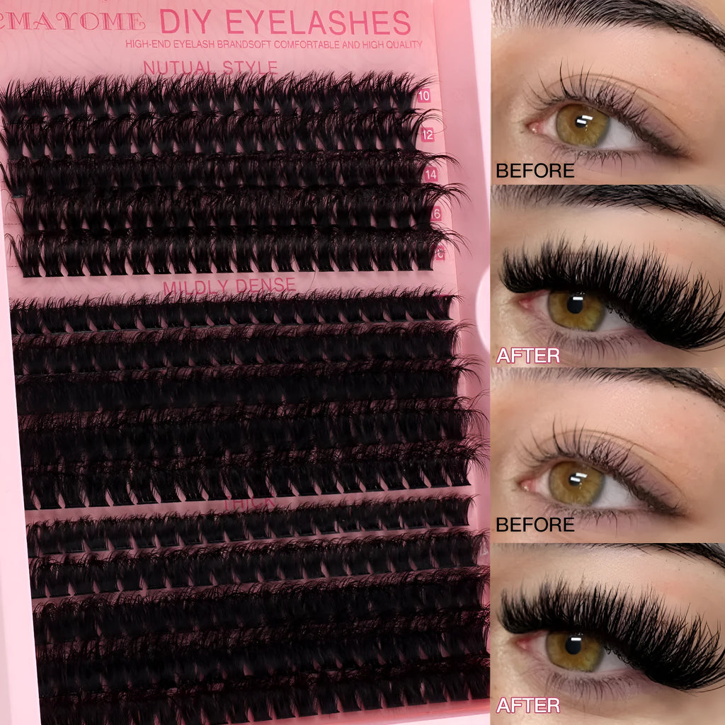 DIY false eyelashes extension suit with individual cluster segments for home eyelash application