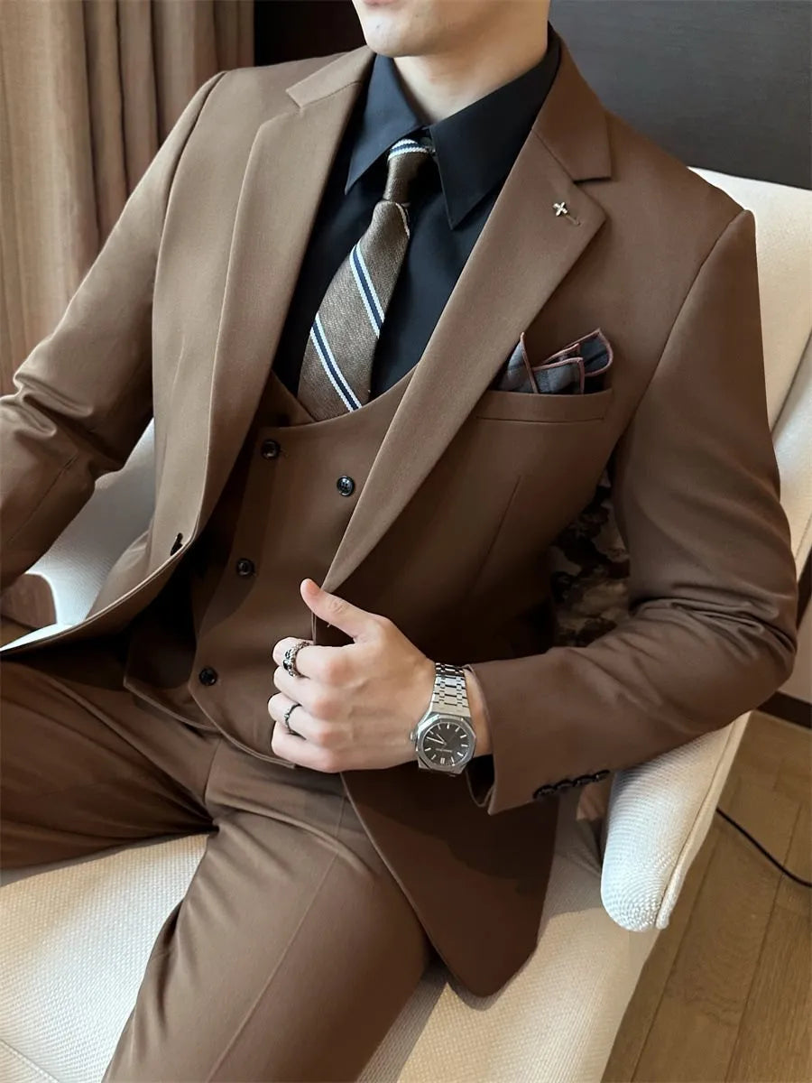 Men's slim fit business formal wear jacket in chemical fibre viscose blend fabric