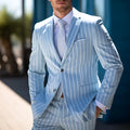 British style men's suit jacket with double button closure and blue white buttons