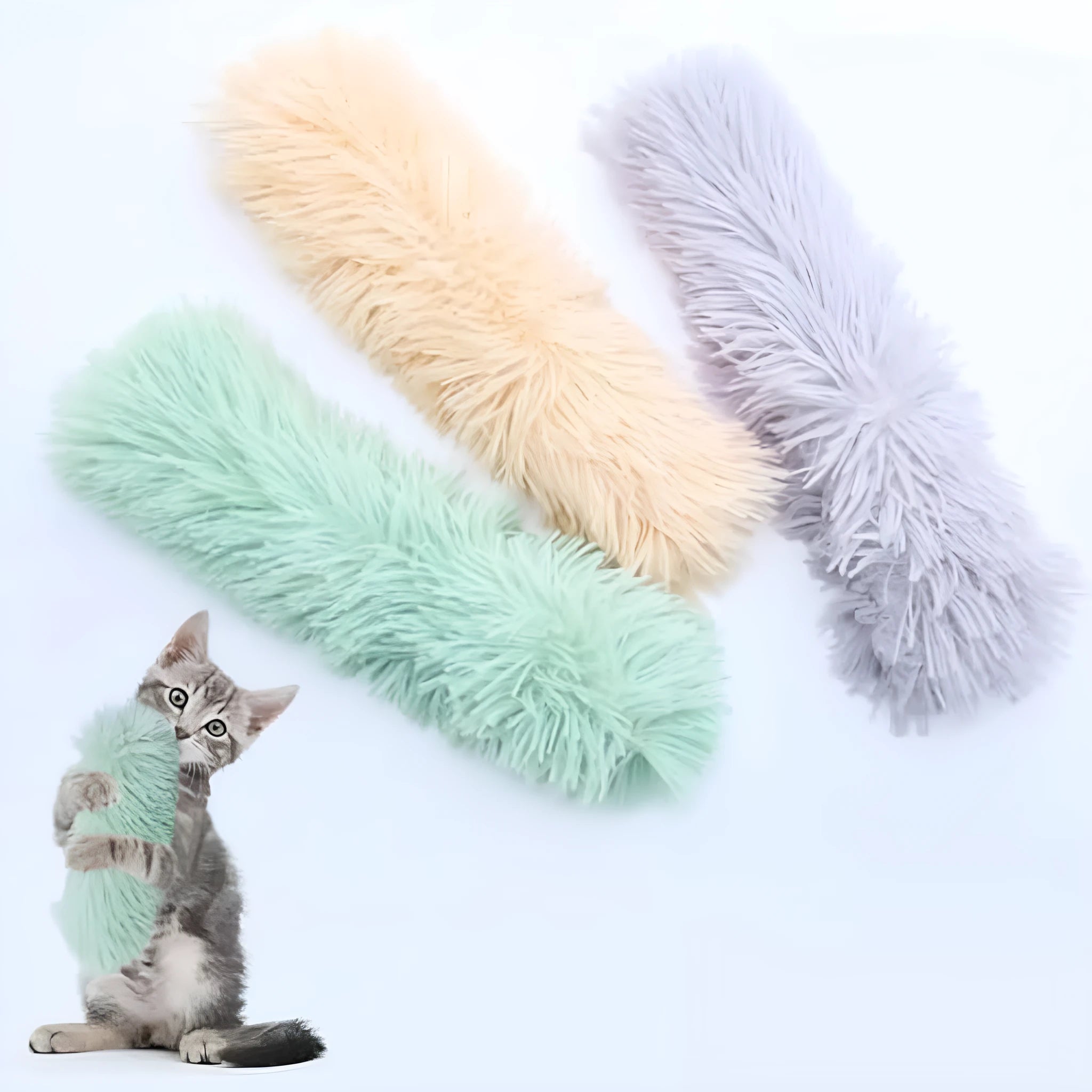 Interactive soft plush cat toys with crinkle sound and natural catnip filling in multiple colour options