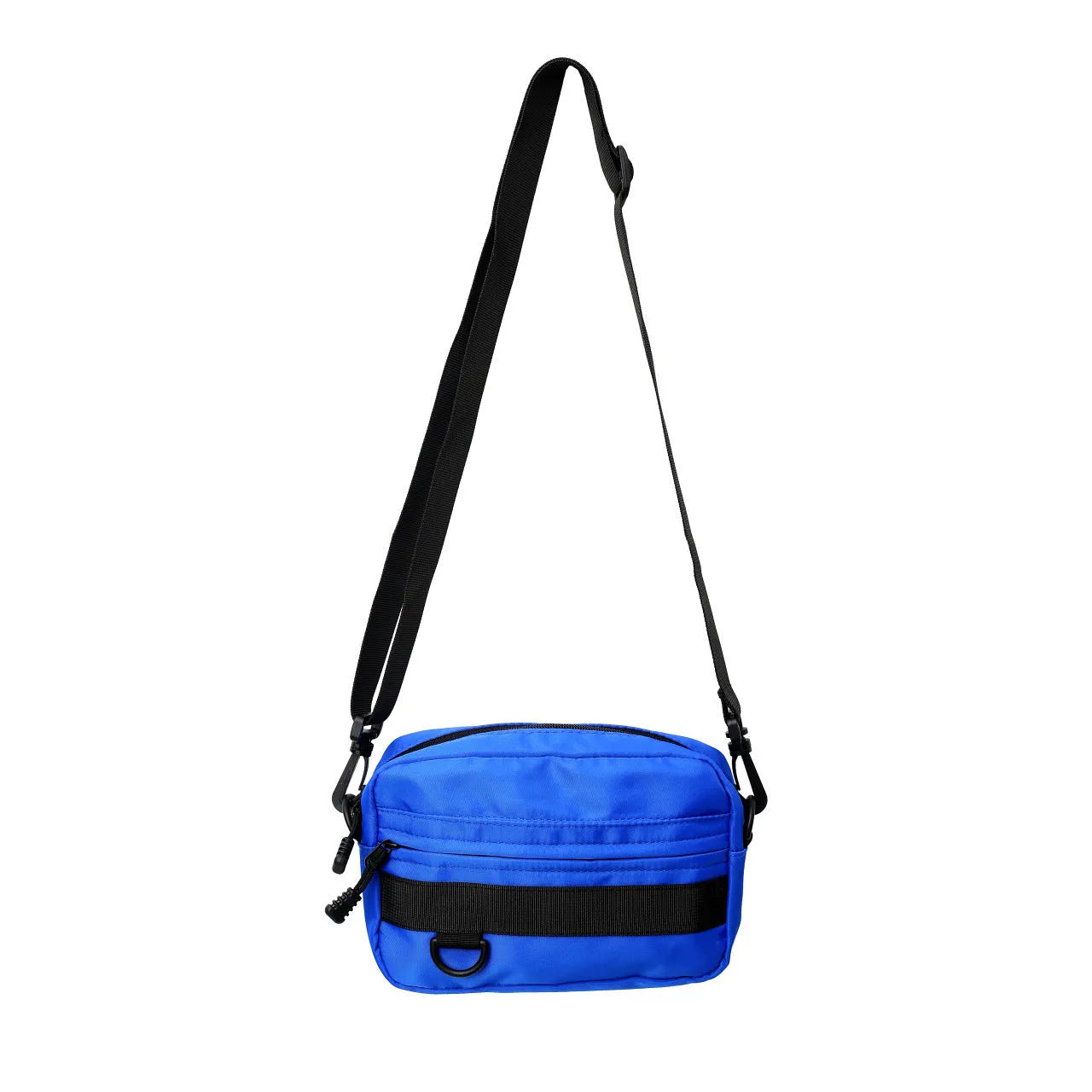 Men's street style nylon messenger bag in crossbody configuration with sewing thread detailing
