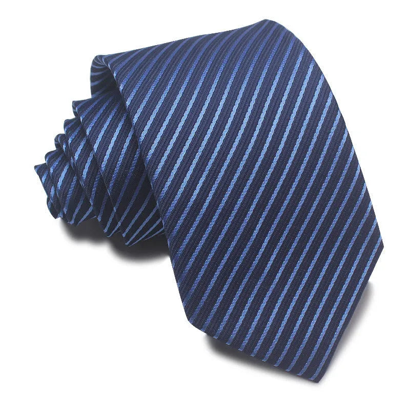 8cm wide striped polyester jacquard tie in business colours
