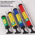 Manual high-pressure plastic pump for inflating sports balls and balloons in mixed colours.