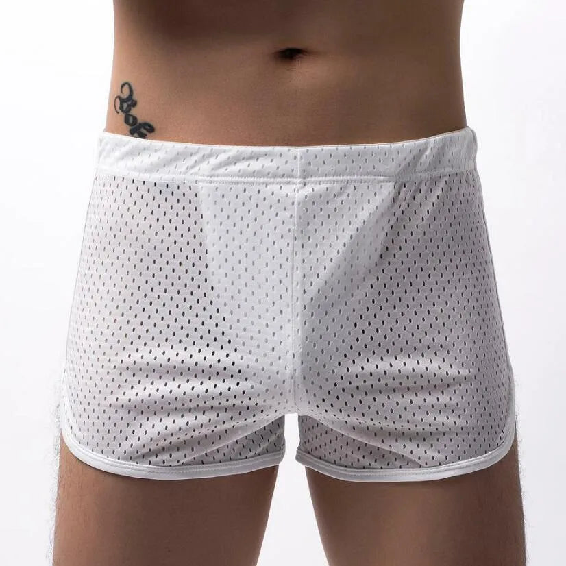 Men's cotton nylon blend boxer shorts in mid waist design showing breathable fabric texture