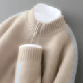 Sheep wool half-zip knitted sweater in slim fit, shown in Raw Velvet Camel colour.