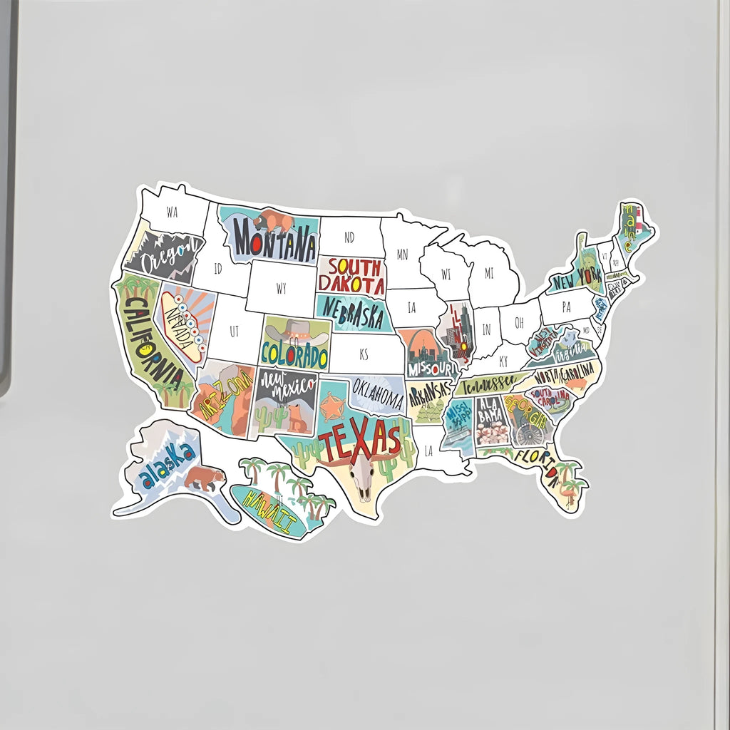 Travel-themed car body sticker set with adhesive letters and map design for vehicle personalisation