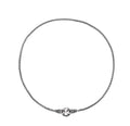 Simple sterling silver S925 necklace on a white background, showing a close-up of the chain links.