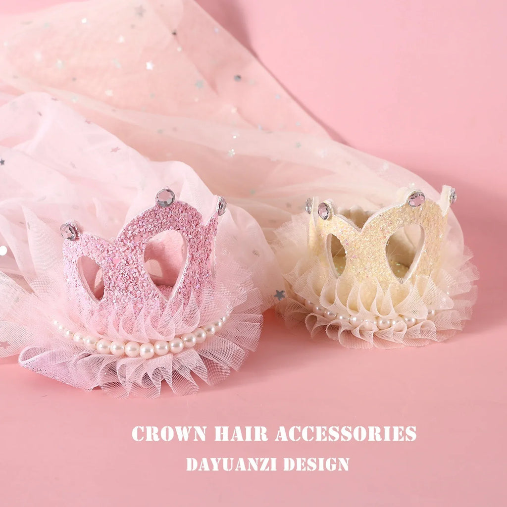 Pet cat wearing princess crown headdress with veil accessory for wedding birthday carnival costume
