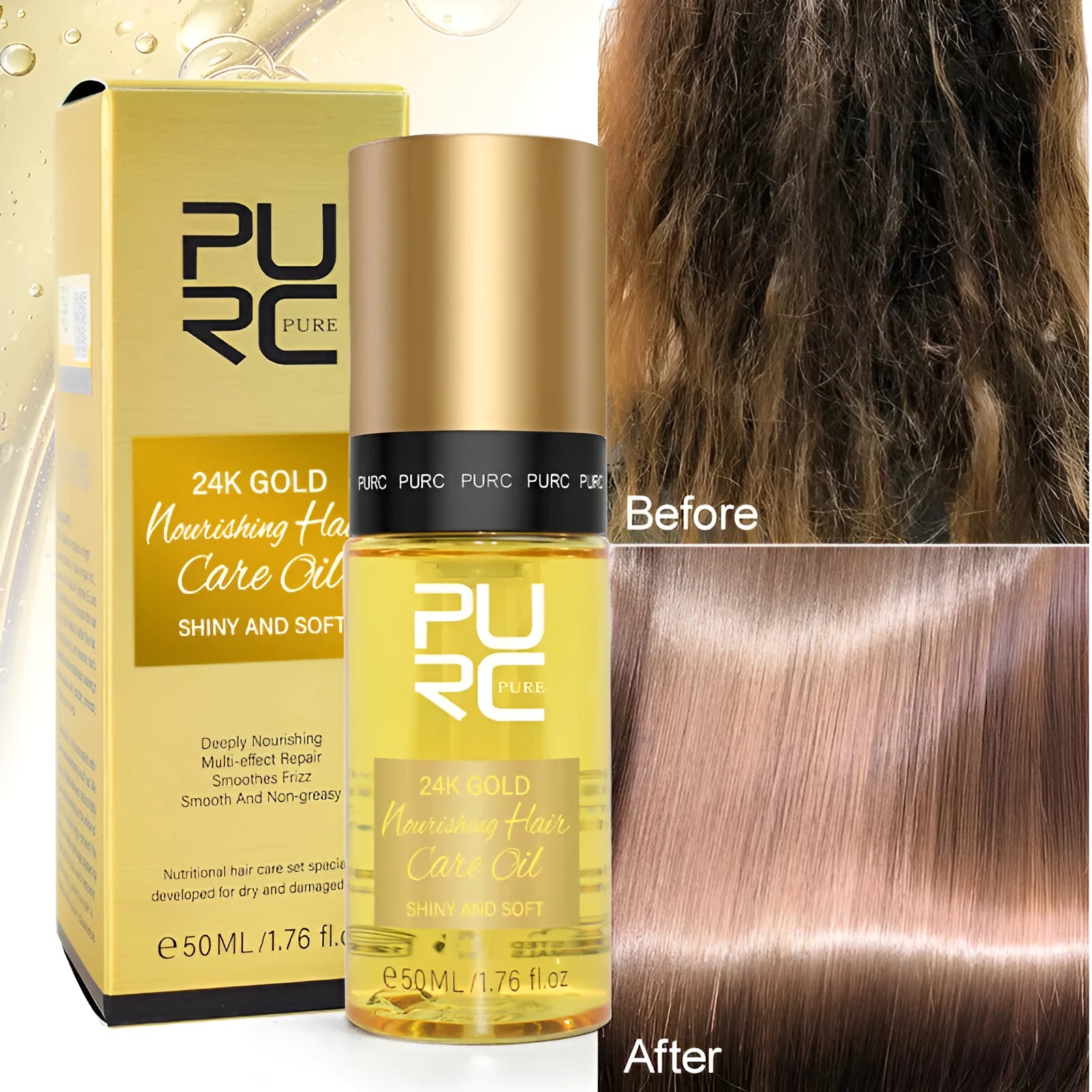 50ml yellow hair care essential oil bottle for frizzy hair repair and split ends treatment