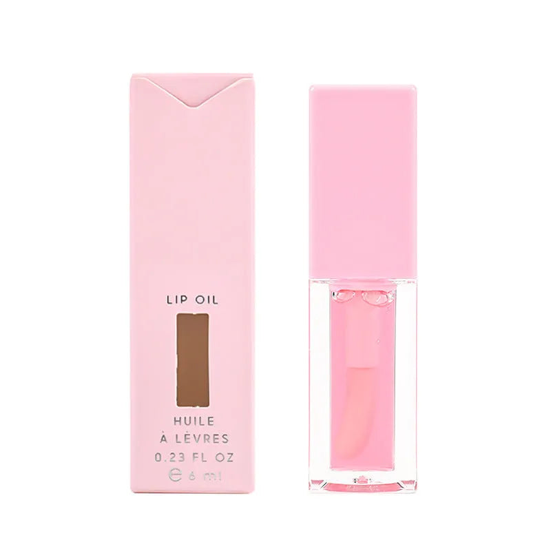 Set of six transparent women's lip glosses in 6ML tubes with various flavours.