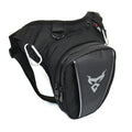 Motorcycle crossbody shoulder waist leg bag in 1200D Oxford cloth, shown in blue.