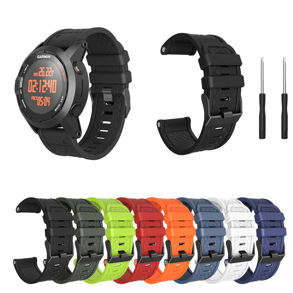 Black silicone watch strap with stainless steel button for Jiaming watches, 26mm width