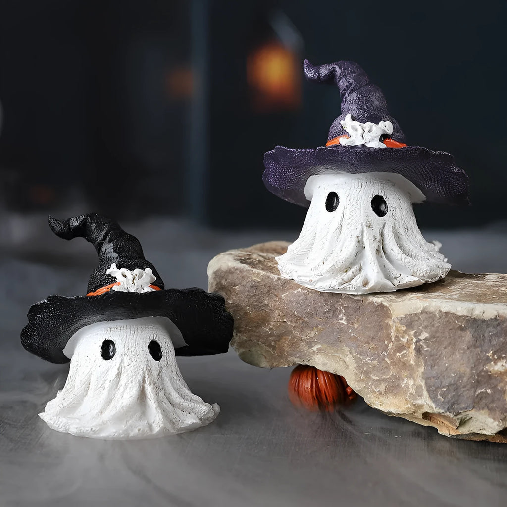 A purple resin wizard hat ornament for Halloween and Christmas decoration.