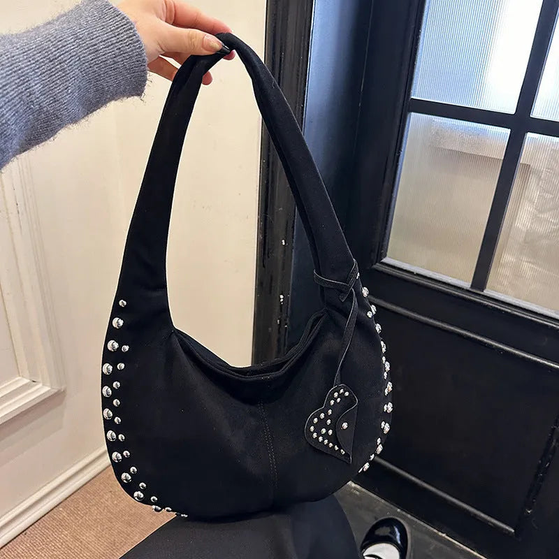 Women's soft plush underarm tote handbag in retro styling, strapless design