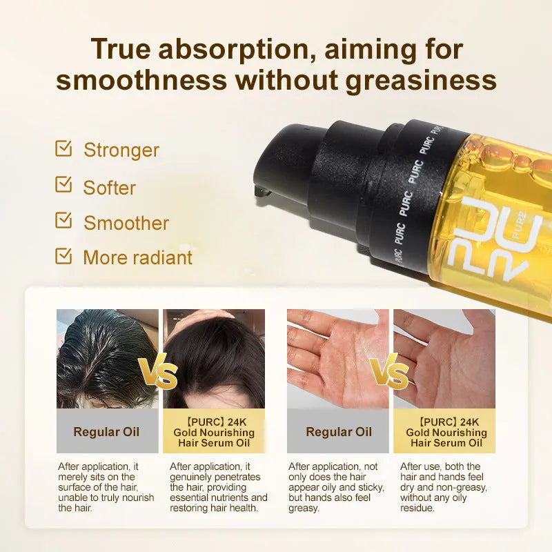 50ml yellow hair care essential oil bottle for frizzy hair repair and split ends treatment
