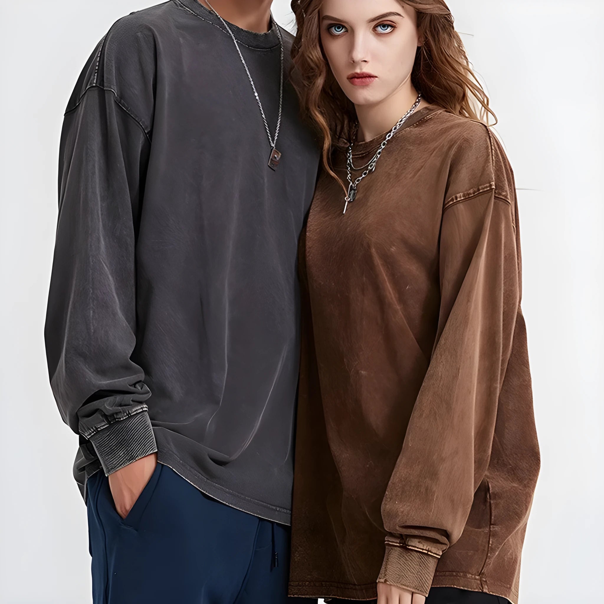 Men's washed vintage cotton pullover shirt with batik pattern in multiple colour options