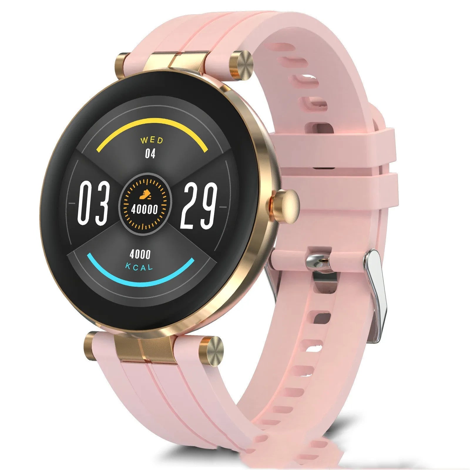 Smart watch with blood pressure monitor on a silicone wrist strap, showing a 1.3-inch display.