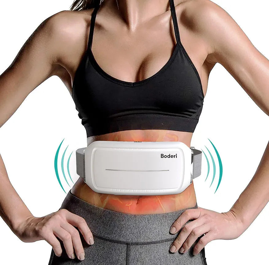 White Tummy Machine abdominal exerciser with electronic resistance and vibration belt