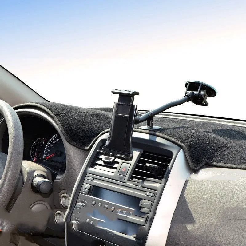 Black vehicle-mounted tablet holder with long-rod suction cup for 4-12 inch devices