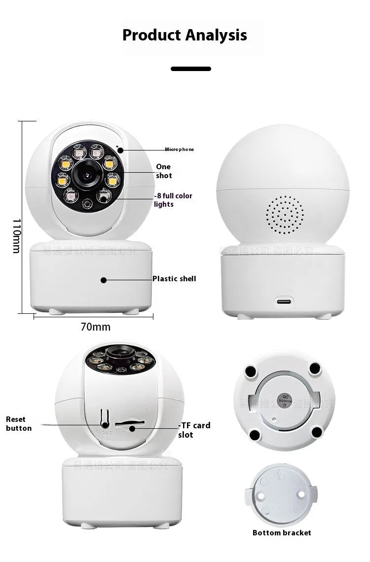 Indoor 1080p security camera with ceiling mount and infrared night vision