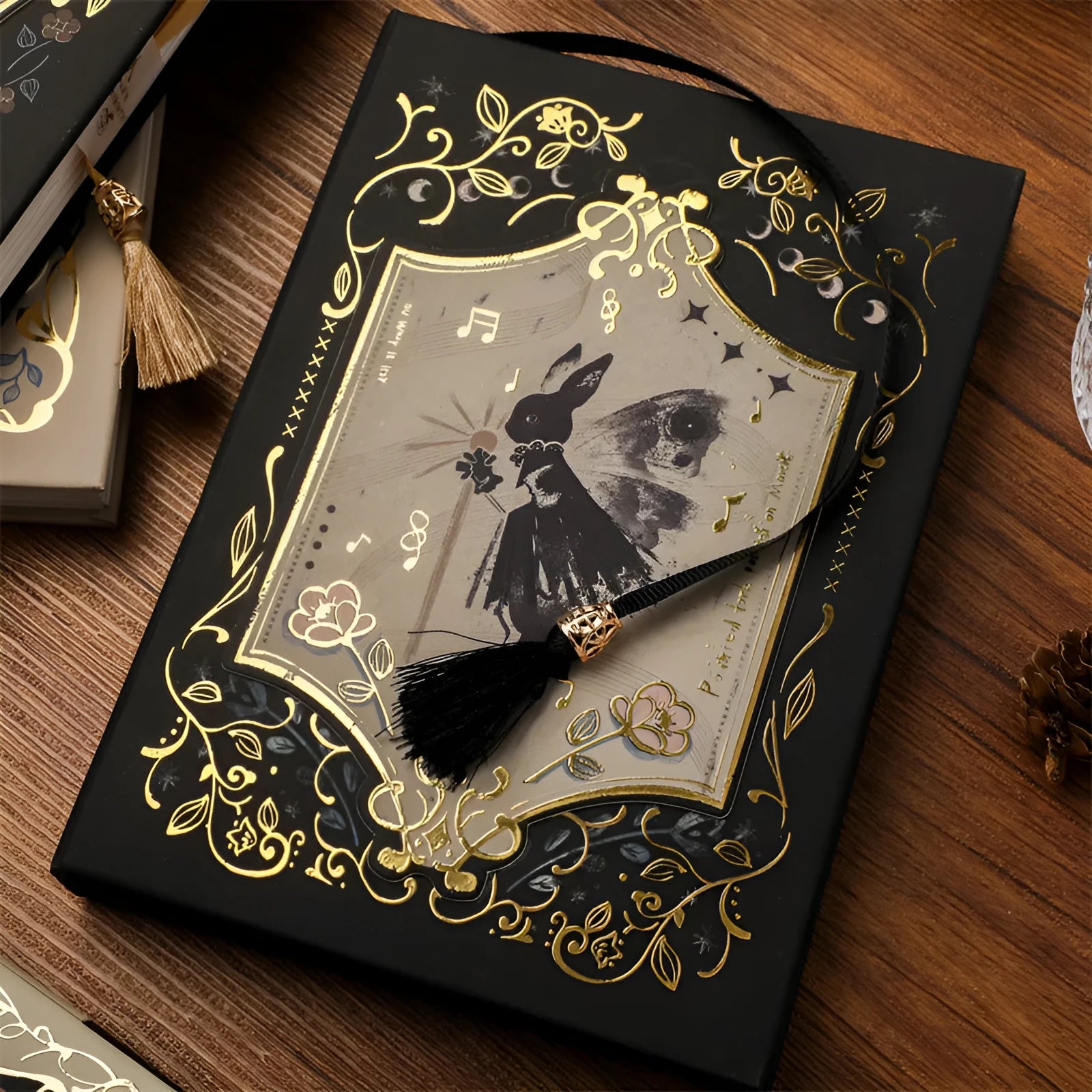 A5 gothic style retro art notebook with wood pulp paper pages.