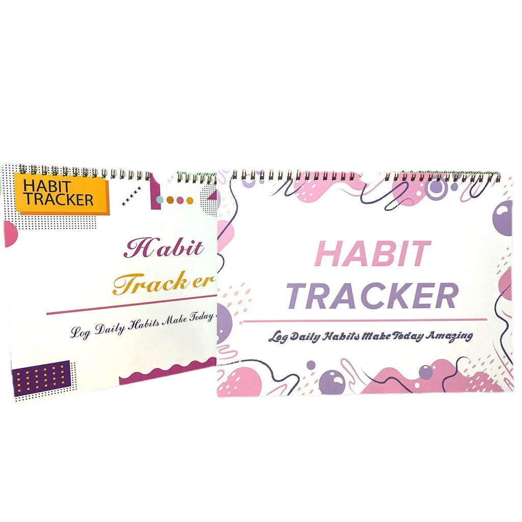 English habit tracking journal with 12 pages in 21cm by 28cm size