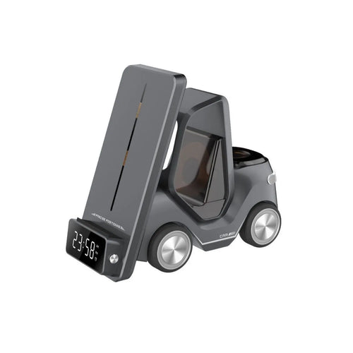 15W wireless fast charging stand bracket for phones in grey, orange, white, and yellow colour options.