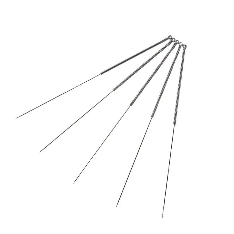 Ten metal cleaning needles for unblocking E3D and Mk8 3D printer nozzles, shown with size options.