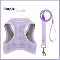 Waffle cloth pet harness with hand holding rope chest strap in brown, green, and purple colours