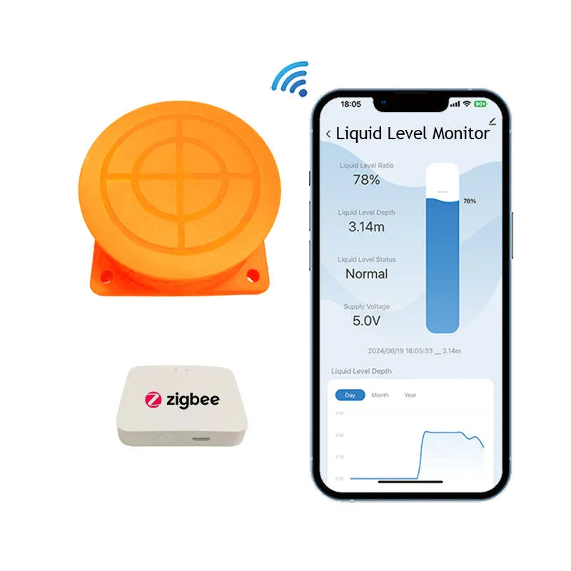 Moray ME201W wireless fluid level monitor for water and fuel tanks with Tuya SmartLife app control