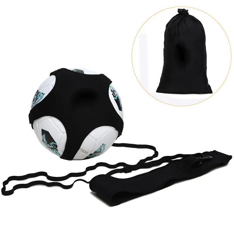 Black football juggling belt with 2 metre rope for training and coordination practice