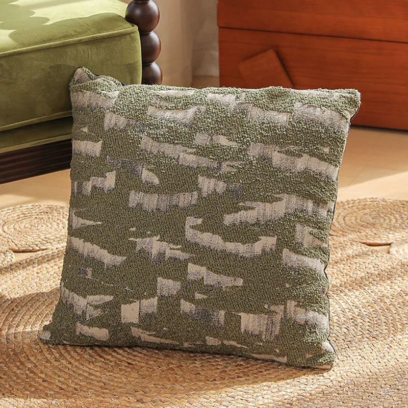 Square Jacquard woven cushion cover with detailed retro botanical pattern in 45x45cm size