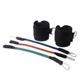 Black taekwondo leg training pull rope set with handles for explosive force development.