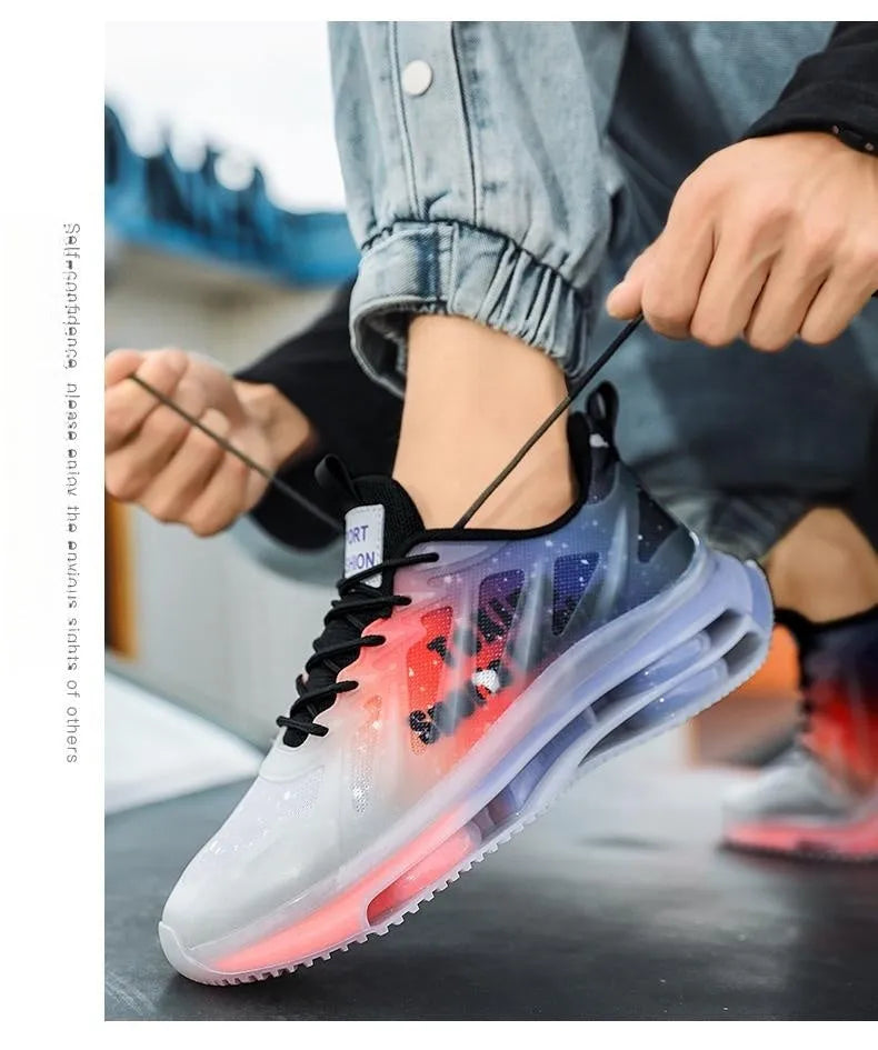 Men's platform sneakers in three colour options with mesh upper and rubber sole
