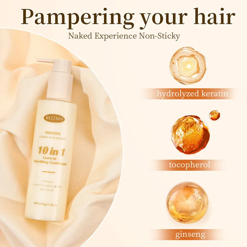 Wash-free 10-in-1 hair conditioner bottle, 210g for ladies frizzy hair care