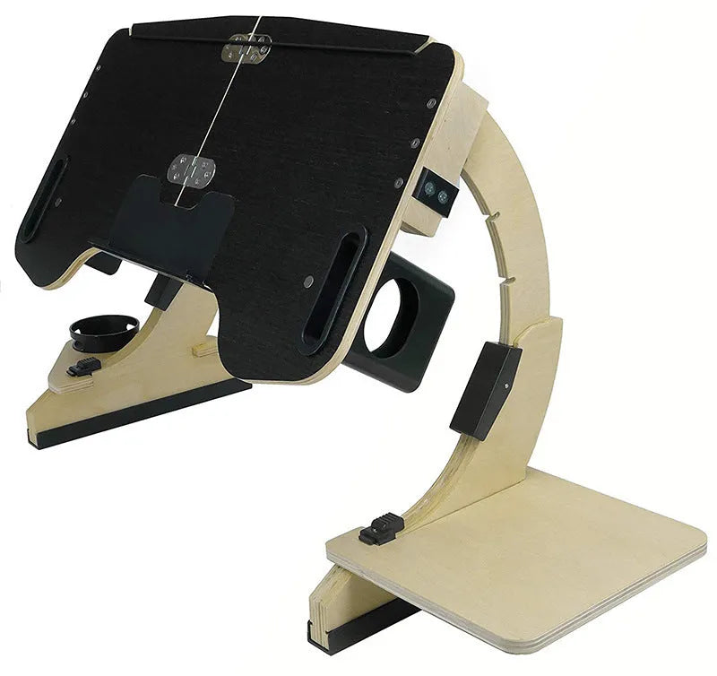 Adjustable wooden folding computer table in white maple colour for laptop use in bed