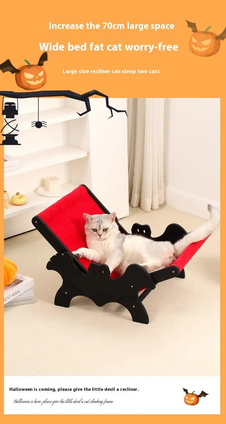 Black and red European-style wooden cat recliner bed for indoor pets