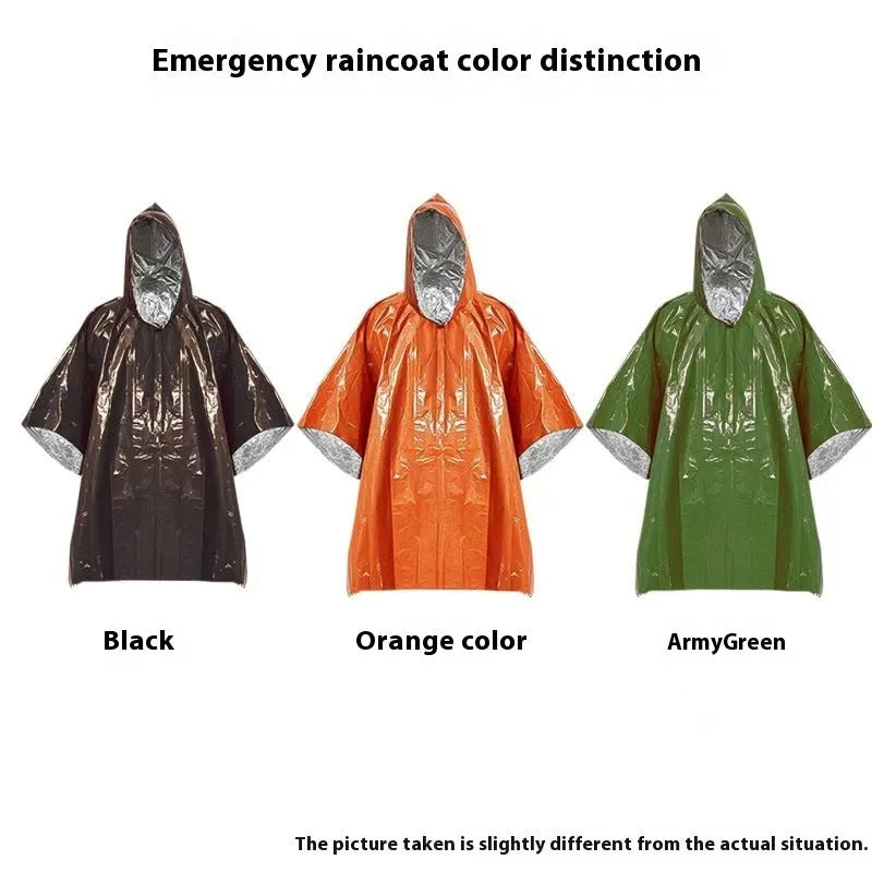 Orange and army green Marathon Wild Cross-country Multifunctional Raincoat laid flat showing 100x130cm size