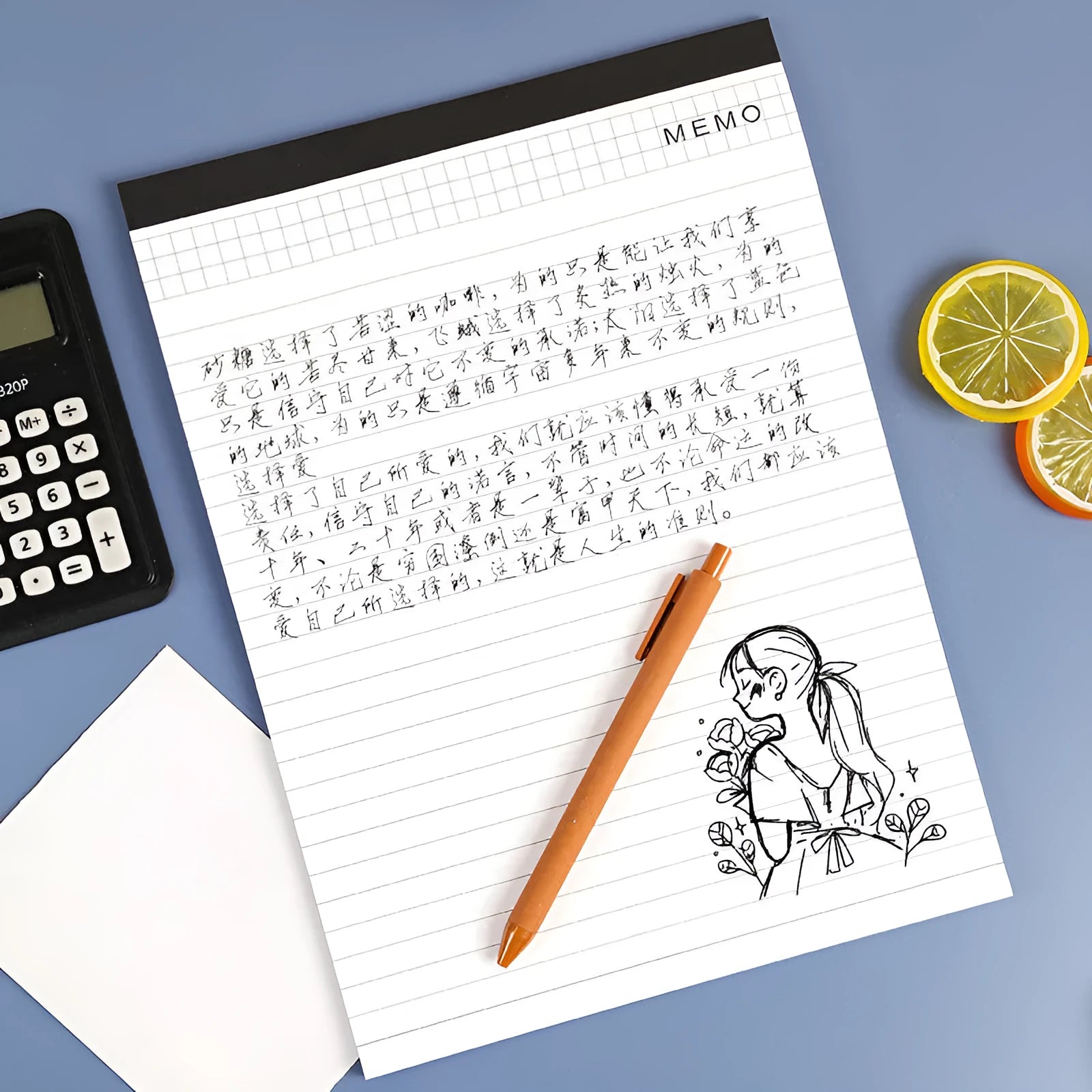 A4 tearable notebook with grid-lined pages and paper cover for meeting minutes