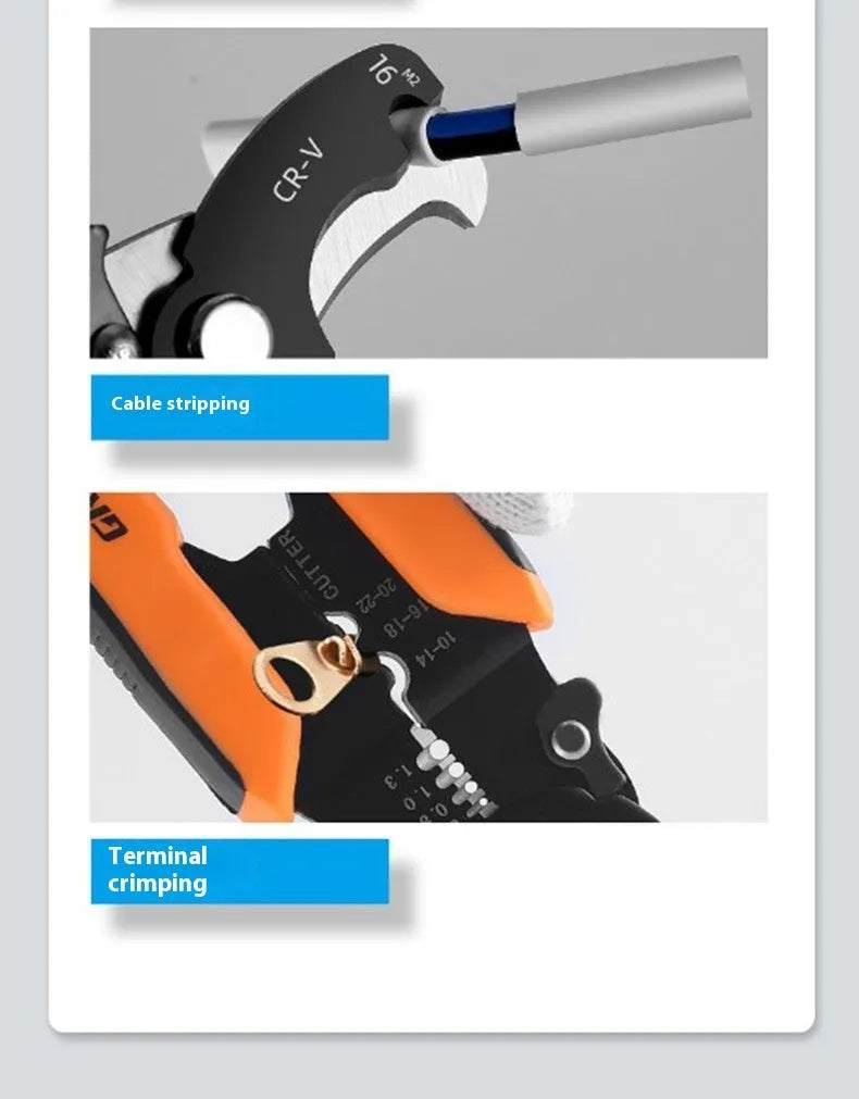 Fully automatic wire stripping pliers with high carbon steel blades and 45# steel construction