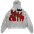 Women's grey hoodie with vintage character print design and pockets