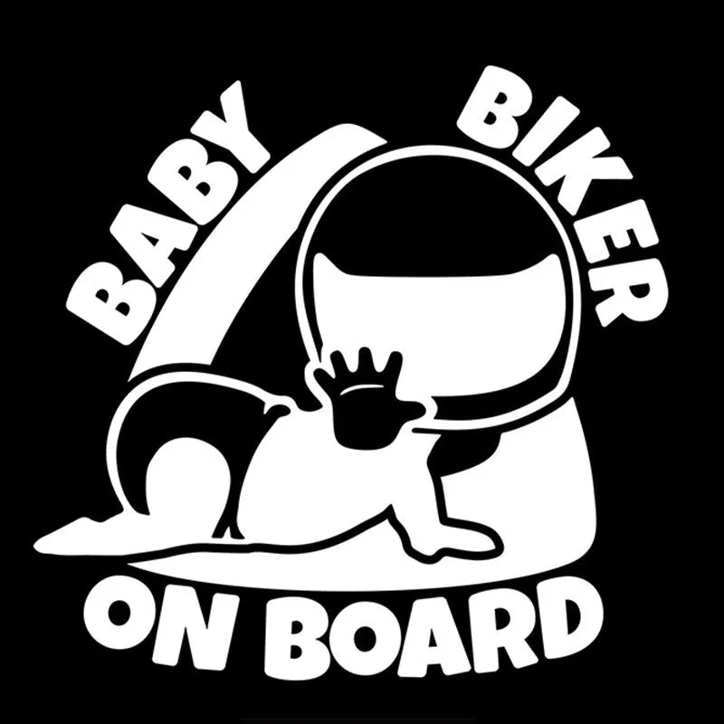 Reflective BABY ON BOARD car sticker in black or white, 14.5 cm by 15 cm
