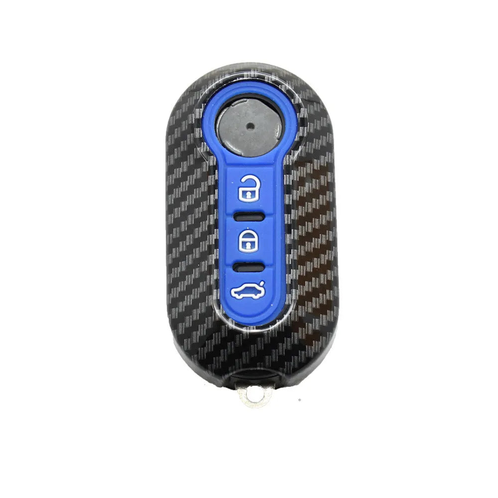 ABS car key case with carbon fibre pattern for Fiat remote keys in black, red, dark blue