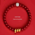 Handmade cinnabar snake zodiac bracelet with Chinese styling in 6mm or 8mm bead sizes